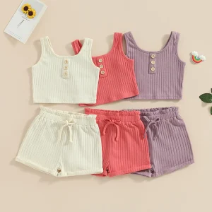 Lioraitiin 0-8Years Girls 2Pcs Summer Pants Suit